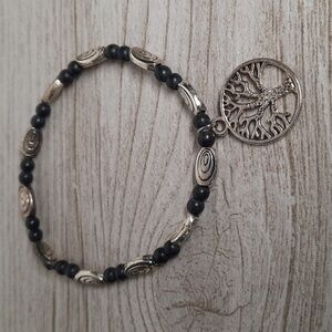 Tree of Life Charm Stretch Bracelet White Semi-Precious Natural Stone Stretch